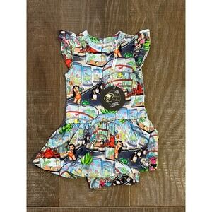 Bubbas Bamboo Toddler Baby Romper Tank Dress Lilo Stitch Penguin Fish Print